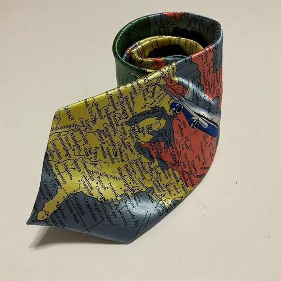 100% Silk NWOT World Map Tie by Kai Long. Teacher, historian, geography - Picture 8 of 9